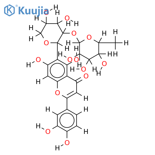 2''-O-alpha-L-Rhamnopyranoside-3',4',5,7-Tetrahydroxyx 6-xylopyranopylflavone structure