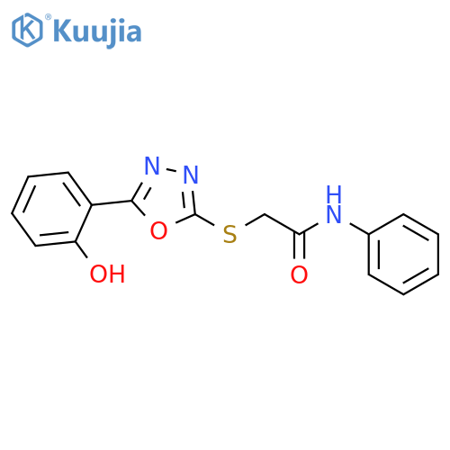2-[5-(2-Hydroxy-phenyl)-[1,3,4]oxadiazol-2-ylsulfanyl]-N-phenyl-acetamide structure