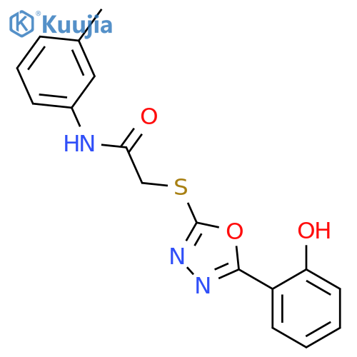 2-[5-(2-Hydroxy-phenyl)-[1,3,4]oxadiazol-2-ylsulfanyl]-N-m-tolyl-acetamide structure