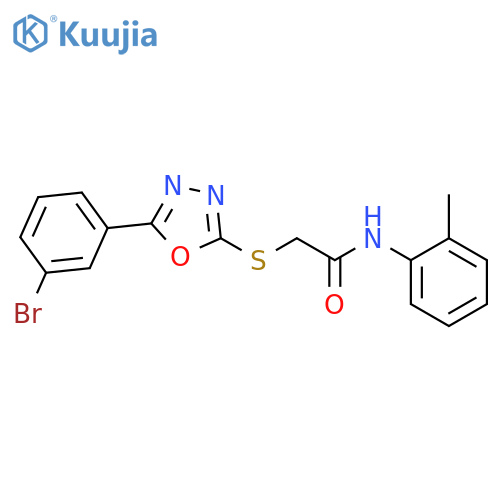 2-[5-(3-Bromo-phenyl)-[1,3,4]oxadiazol-2-ylsulfanyl]-N-o-tolyl-acetamide structure