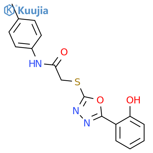 2-[5-(2-Hydroxy-phenyl)-[1,3,4]oxadiazol-2-ylsulfanyl]-N-p-tolyl-acetamide structure