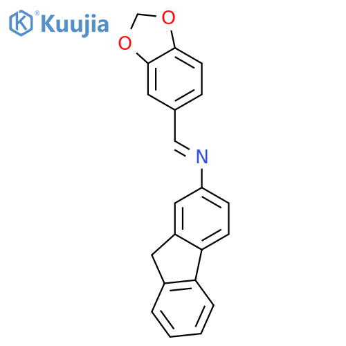 N-[(E)-1,3-benzodioxol-5-ylmethylidene]-9H-fluoren-2-amine structure
