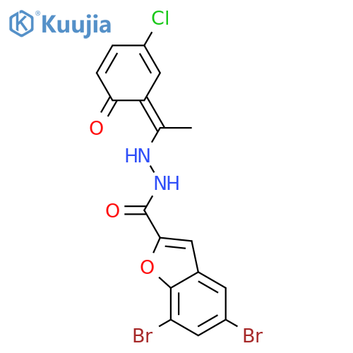 2-Benzofurancarboxylicacid, 5,7-dibromo-, 2-[1-(5-chloro-2-hydroxyphenyl)ethylidene]hydrazide structure