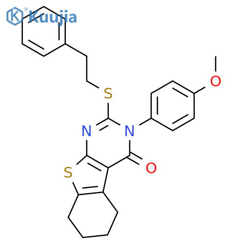 <br>3-(4-methoxyphenyl)-2-(phenethylthio)-5,6,7,8-tetrahydrobenzo[4,5]thieno[2, 3-d]pyrimidin-4(3H)-one structure