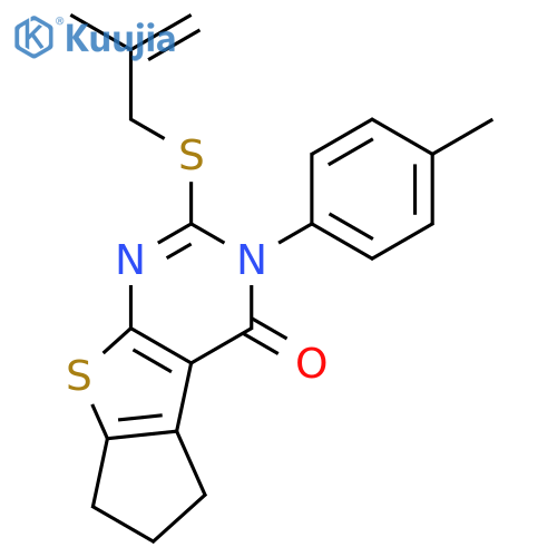 <br>2-((2-methylallyl)thio)-3-(p-tolyl)-6,7-dihydro-3H-cyclopenta[4,5]thieno[2, 3-d]pyrimidin-4(5H)-one structure
