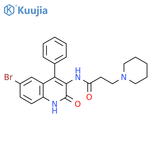 N-(6-bromo-2-oxo-4-phenyl-1,2-dihydroquinolin-3-yl)-3-(piperidin-1-yl)propanamide structure
