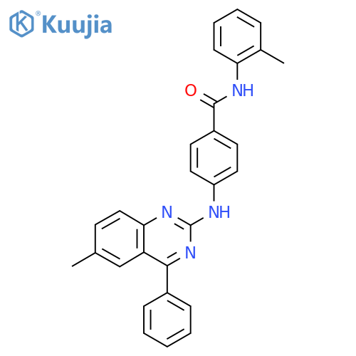 4-(6-methyl-4-phenylquinazolin-2-yl)amino-N-(2-methylphenyl)benzamide structure