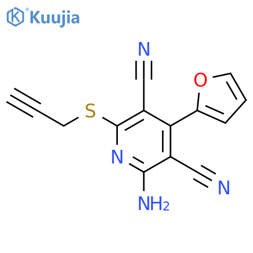3,5-Pyridinedicarbonitrile, 2-amino-4-(2-furanyl)-6-(2-propynylthio)- structure