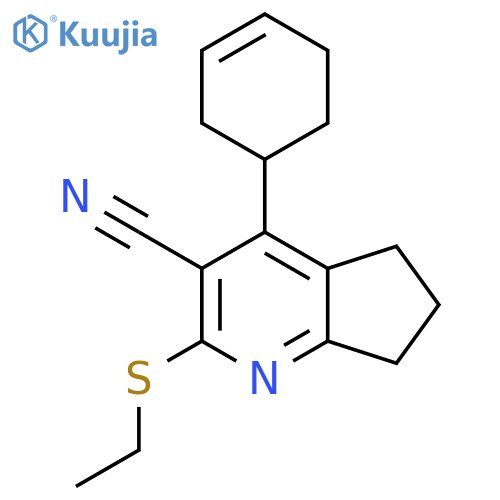 4-(cyclohex-3-en-1-yl)-2-(ethylsulfanyl)-5H,6H,7H-cyclopentabpyridine-3-carbonitrile structure