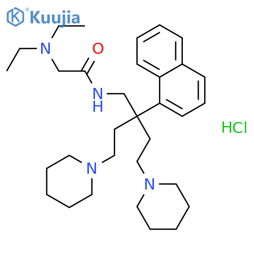 Acetamide, 2-(diethylamino)-N-[2-(1-naphthalenyl)-4-(1-piperidinyl)-2-[2-(1-piperidinyl)ethyl]butyl]-,hydrochloride (1:3) structure