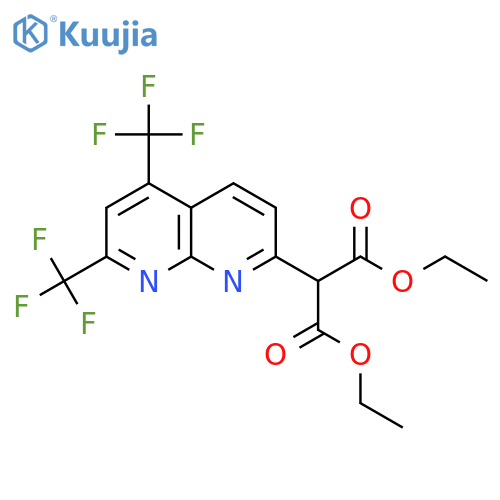 Propanedioic acid,2-[5,7-bis(trifluoromethyl)-1,8-naphthyridin-2-yl]-, 1,3-diethyl ester structure