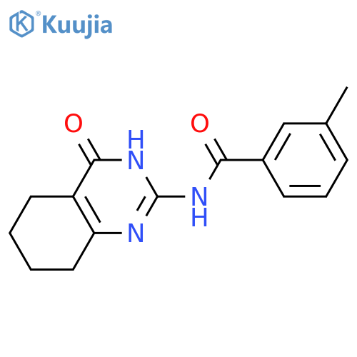 3-methyl-N-(4-oxo-3,4,5,6,7,8-hexahydro-2-quinazolinyl)benzenecarboxamide structure