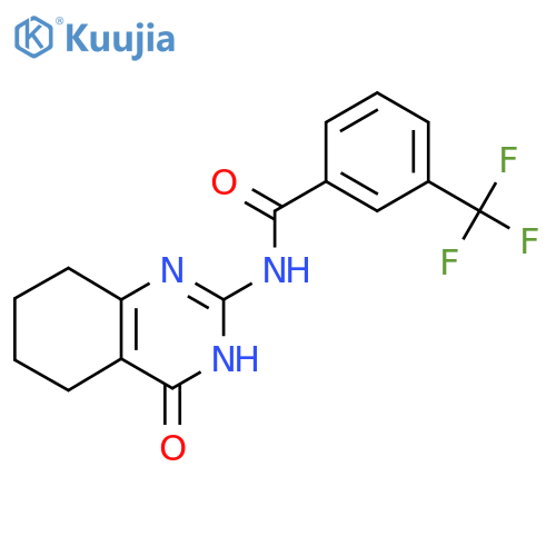 N-(4-oxo-3,4,5,6,7,8-hexahydro-2-quinazolinyl)-3-(trifluoromethyl)benzenecarboxamide structure