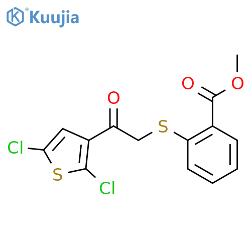 Methyl 2-{[2-(2,5-dichlorothiophen-3-yl)-2-oxoethyl]sulfanyl}benzoate structure