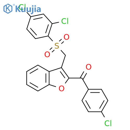 (4-Chlorophenyl)(3-{[(2,4-dichlorophenyl)sulfonyl]methyl}-1-benzofuran-2-yl)methanone structure