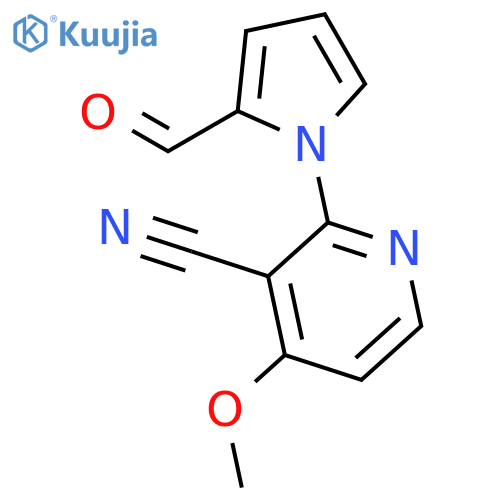 2-(2-formyl-1H-pyrrol-1-yl)-4-methoxypyridine-3-carbonitrile structure