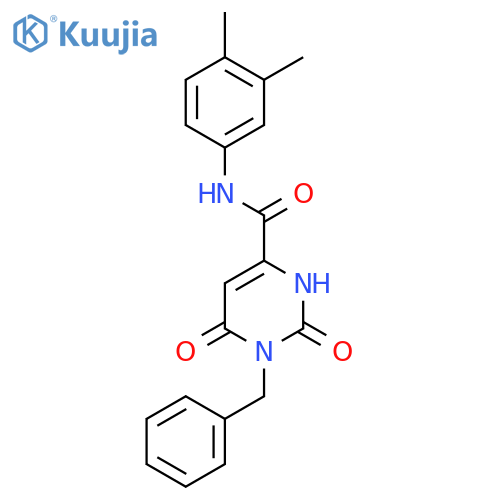 1-benzyl-N-(3,4-dimethylphenyl)-6-hydroxy-2-oxo-1,2-dihydro-4-pyrimidinecarboxamide structure