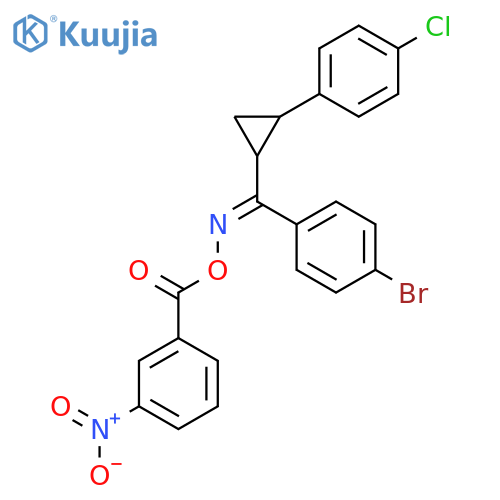 (Z)-[(4-bromophenyl)[2-(4-chlorophenyl)cyclopropyl]methylidene]amino 3-nitrobenzoate structure