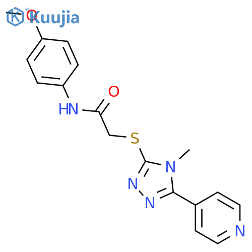 <br>N-(4-methoxyphenyl)-2-((4-methyl-5-(pyridin-4-yl)-4H-1,2,4-triazol-3-yl)thi o)acetamide structure