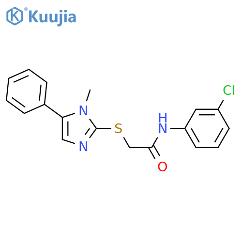 N-(3-chlorophenyl)-2-(1-methyl-5-phenyl-1H-imidazol-2-yl)sulfanylacetamide structure