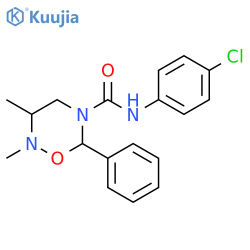 N-(4-chlorophenyl)-2,3-dimethyl-6-phenyl-1,2,5-oxadiazinane-5-carboxamide structure