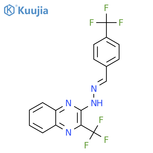 4-(TRIFLUOROMETHYL)BENZENECARBALDEHYDE N-[3-(TRIFLUOROMETHYL)-2-QUINOXALINYL]HYDRAZONE structure