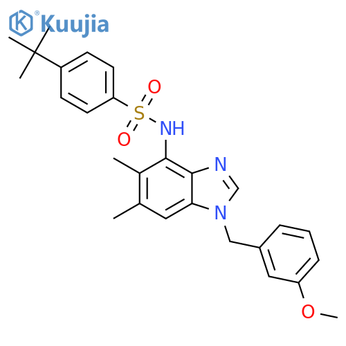 4-(Tert-butyl)-N-[1-(3-methoxybenzyl)-5,6-dimethyl-1H-1,3-benzimidazol-4-yl]benzenesulfonamide structure
