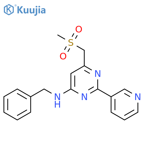 N-benzyl-6-[(methylsulfonyl)methyl]-2-(3-pyridinyl)-4-pyrimidinamine structure