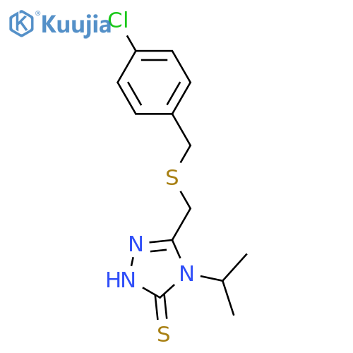 5-{(4-Chlorobenzyl)sulfanylmethyl}-4-isopropyl-4H-1,2,4-triazol-3-ylhydrosulfide structure