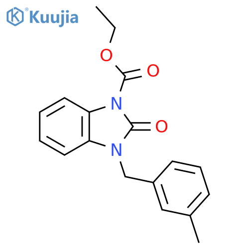Ethyl 3-[(3-methylphenyl)methyl]-2-oxo-2,3-dihydro-1H-1,3-benzodiazole-1-carboxylate structure