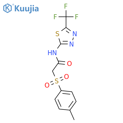 <br>2-[(4-methylphenyl)sulfonyl]-N-[5-(trifluoromethyl)-1,3,4-thiadiazol-2-yl]a cetamide structure