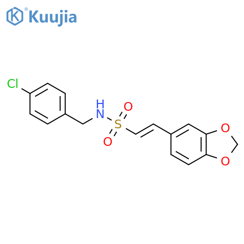(E)-2-(1,3-benzodioxol-5-yl)-N-[(4-chlorophenyl)methyl]ethenesulfonamide structure