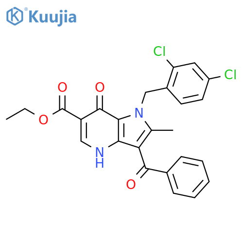 Ethyl 3-benzoyl-1-(2,4-dichlorobenzyl)-7-hydroxy-2-methyl-1H-pyrrolo[3,2-b]pyridine-6-carboxylate structure