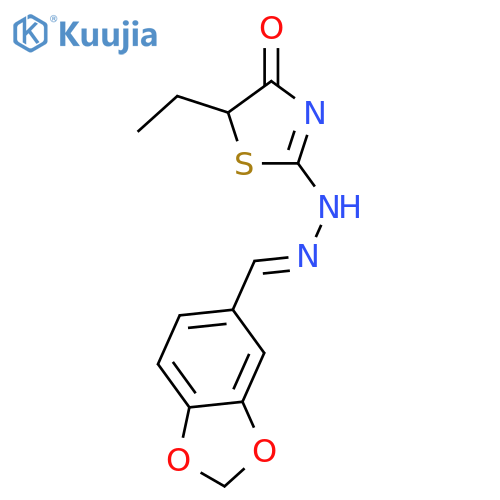 <br>1,3-benzodioxole-5-carbaldehyde (5-ethyl-4-oxo-4,5-dihydro-1,3-thiazol-2-yl )hydrazone structure
