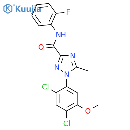 1-(2,4-dichloro-5-methoxyphenyl)-N-(2-fluorophenyl)-5-methyl-1H-1,2,4-triazole-3-carboxamide structure