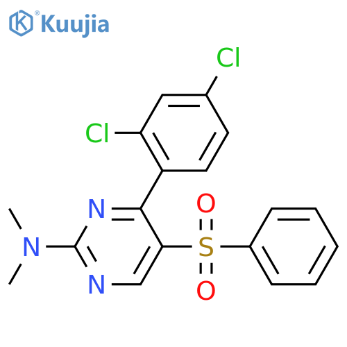 5-(benzenesulfonyl)-4-(2,4-dichlorophenyl)-N,N-dimethylpyrimidin-2-amine structure