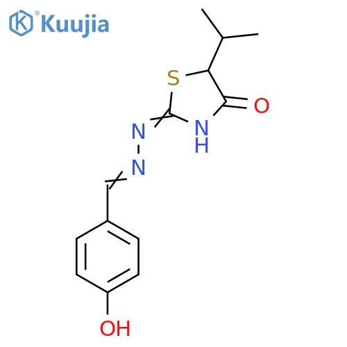 4-Hydroxybenzaldehyde (5-isopropyl-4-oxo-4,5-dihydro-1,3-thiazol-2-yl)hydrazone structure