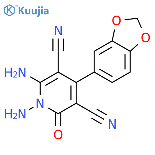 <br>1,6-DIAMINO-4-(1,3-BENZODIOXOL-5-YL)-2-OXO-1,2-DIHYDROPYRIDINE-3,5-DICARBON ITRILE structure