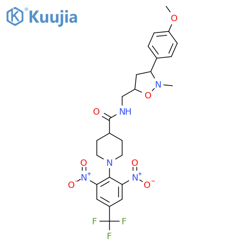 1-[2,6-DINITRO-4-(TRIFLUOROMETHYL)PHENYL]-N-([3-(4-METHOXYPHENYL)-2-METHYLTETRAHYDRO-5-ISOXAZOLYL]METHYL)-4-PIPERIDINECARBOXAMIDE structure