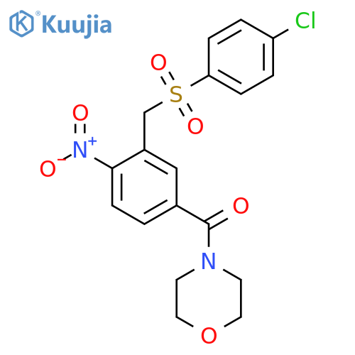 (3-(((4-Chlorophenyl)sulfonyl)methyl)-4-nitrophenyl)(morpholino)methanone structure