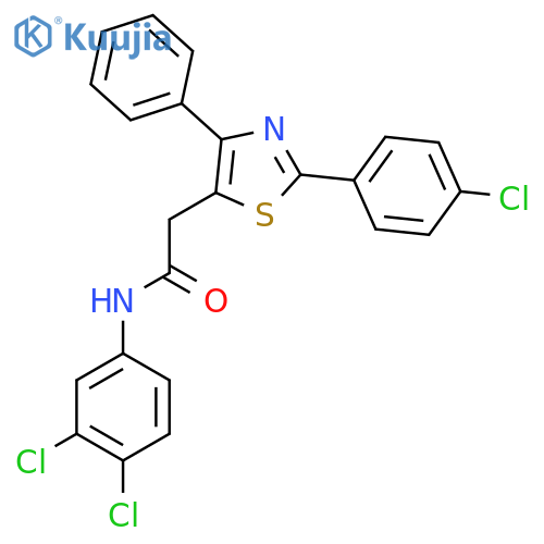 2-[2-(4-chlorophenyl)-4-phenyl-1,3-thiazol-5-yl]-N-(3,4-dichlorophenyl)acetamide structure
