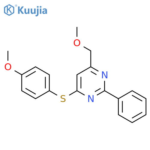 Pyrimidine, 4-(methoxymethyl)-6-[(4-methoxyphenyl)thio]-2-phenyl- structure