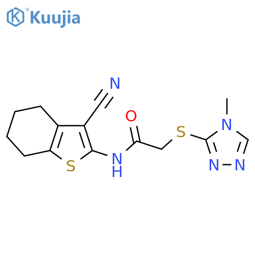 <br>N-(3-cyano-4,5,6,7-tetrahydro-1-benzothien-2-yl)-2-[(4-methyl-4H-1,2,4-tria zol-3-yl)thio]acetamide structure