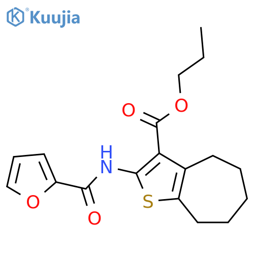 <br>propyl 2-(2-furoylamino)-5,6,7,8-tetrahydro-4H-cyclohepta[b]thiophene-3-car boxylate structure