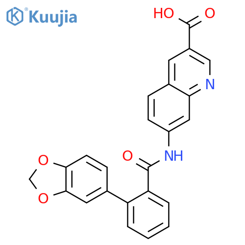 3-Quinolinecarboxylic acid, 7-[[2-(1,3-benzodioxol-5-yl)benzoyl]amino]- structure