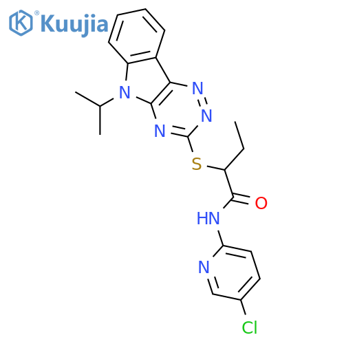<br>N-(5-Chloro-pyridin-2-yl)-2-(5-isopropyl-5H-[1,2,4]triazino[5,6-b]indol-3-y lsulfanyl)-butyramide structure