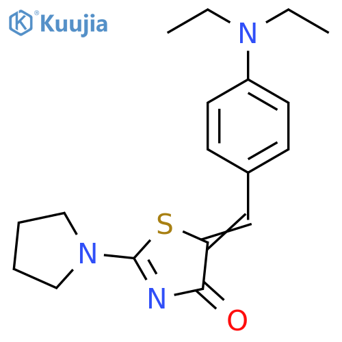 (5E)-5-{4-(diethylamino)phenylmethylidene}-2-(pyrrolidin-1-yl)-4,5-dihydro-1,3-thiazol-4-one structure