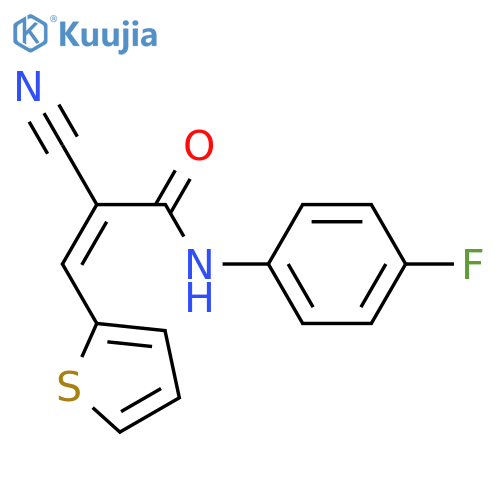 2-cyano-N-(4-fluorophenyl)-3-(thiophen-2-yl)prop-2-enamide structure