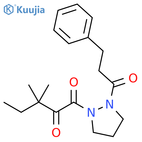 Pyrazolidine, 1-(3,3-dimethyl-1,2-dioxopentyl)-2-(1-oxo-3-phenylpropyl)- structure