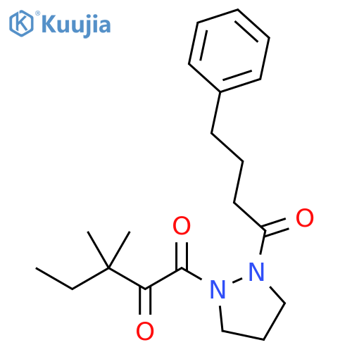 Pyrazolidine, 1-(3,3-dimethyl-1,2-dioxopentyl)-2-(1-oxo-4-phenylbutyl)- structure